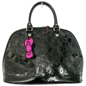 Loungefly x Sanrio Hello Kitty embossed black patent faux leather dome handbag